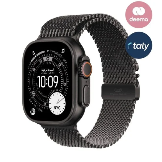 Apple Watch Ultra 3 GPS + Cellular 49mm Black Titanium Case with Black Titanium Milanese Loop - Medium